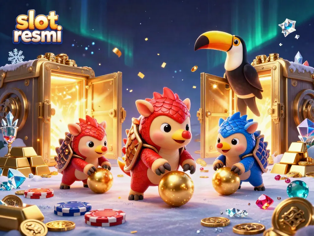 Engage in the vibrant world of slot resmi with colorful pangolins amid a wealth of casino riches.